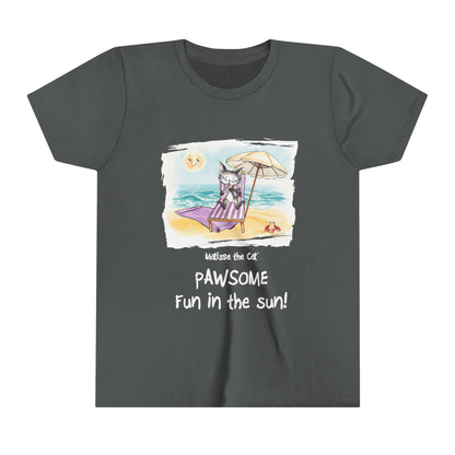 Matisse the Cat Pawsome Fun Designer Kids T-Shirt Navy
