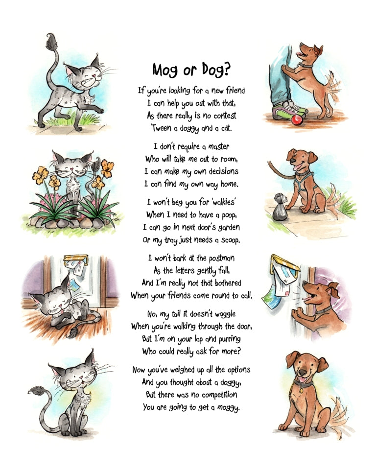 Matisse the Cat's Mog or Dog? curious adventure poem. From the second book in the Matisse the Cat Tickly Tales series.