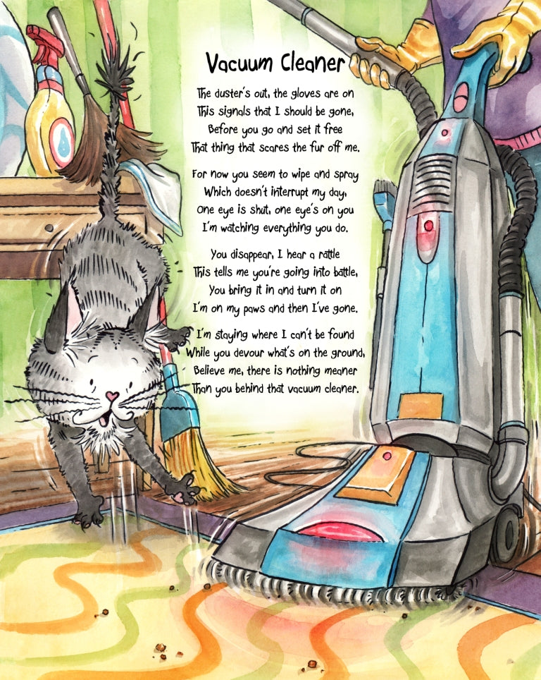 Matisse the Cat's Vacuum Cleaner, curious adventure poem. From the second book in the Matisse the Cat Tickly Tales series.