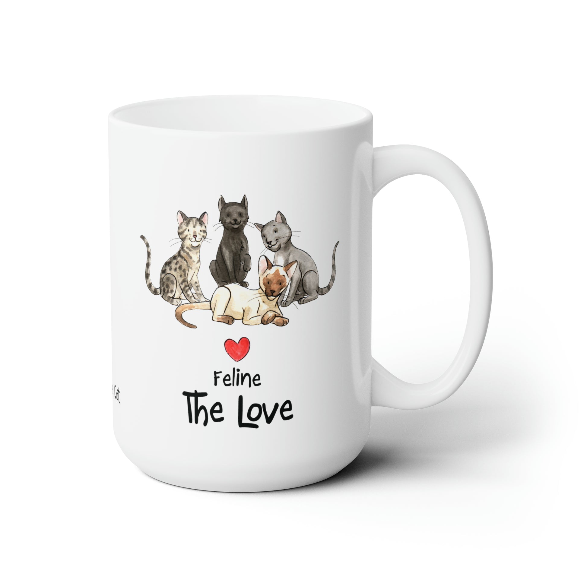 USA Matisse the cat Feline the Love 15oz jumbo mug with the handle on the right.