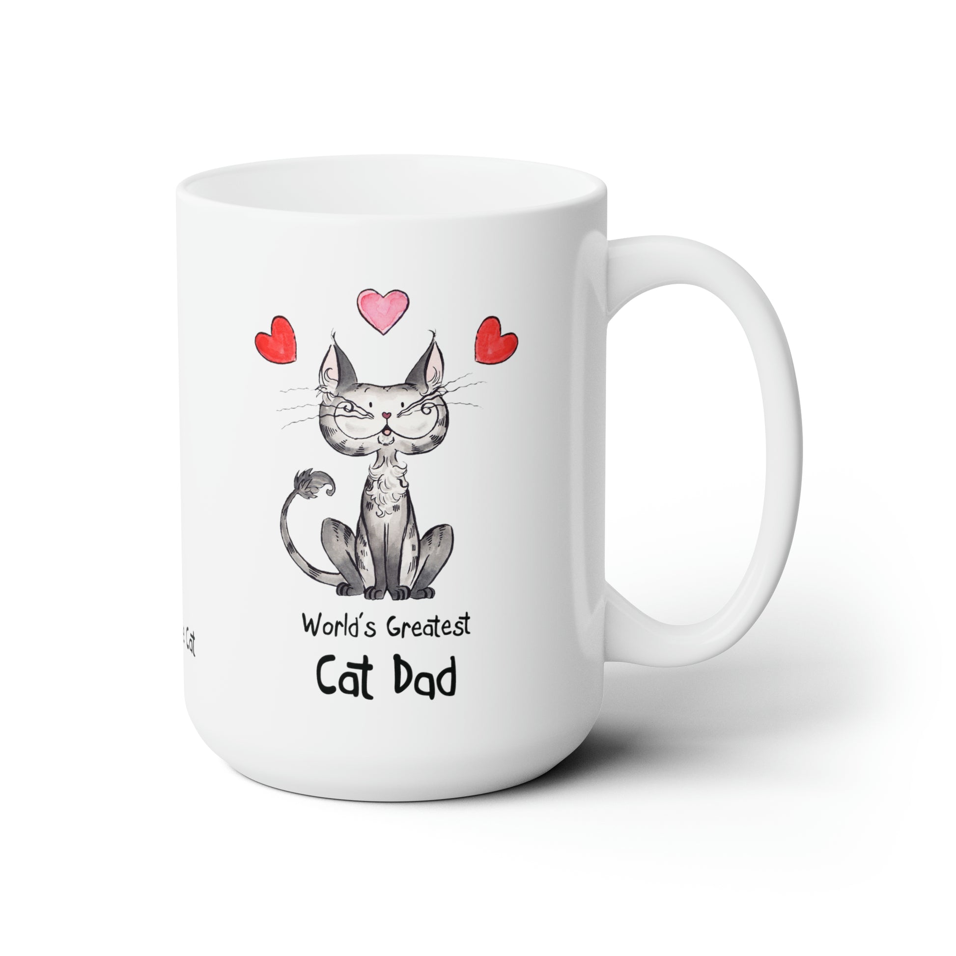 USA Matisse the cat world’s greatest cat dad 15oz jumbo mug with the handle on the right.