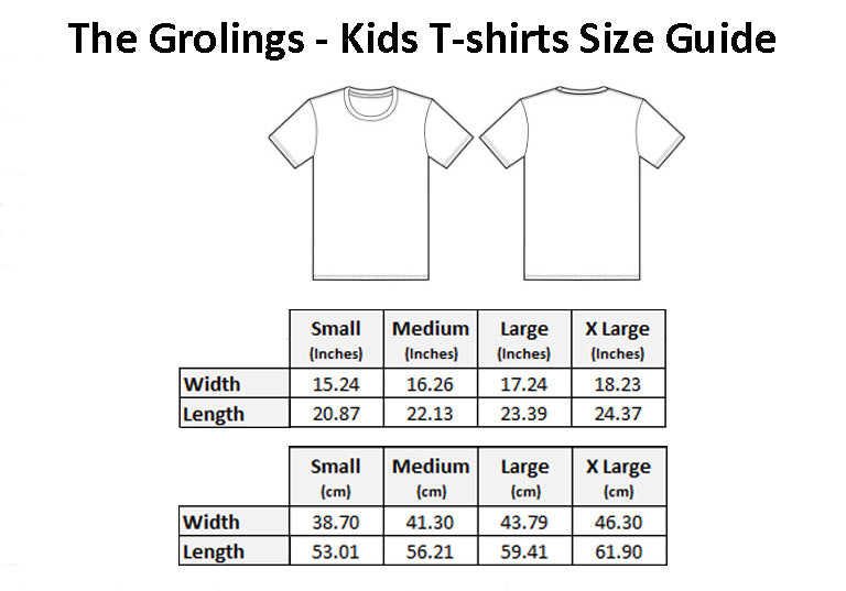 Pongy Groling Kids T-shirts Size Guide USA