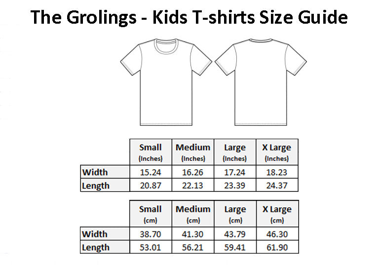 The Grolings – Kids T-shirts Size Guide